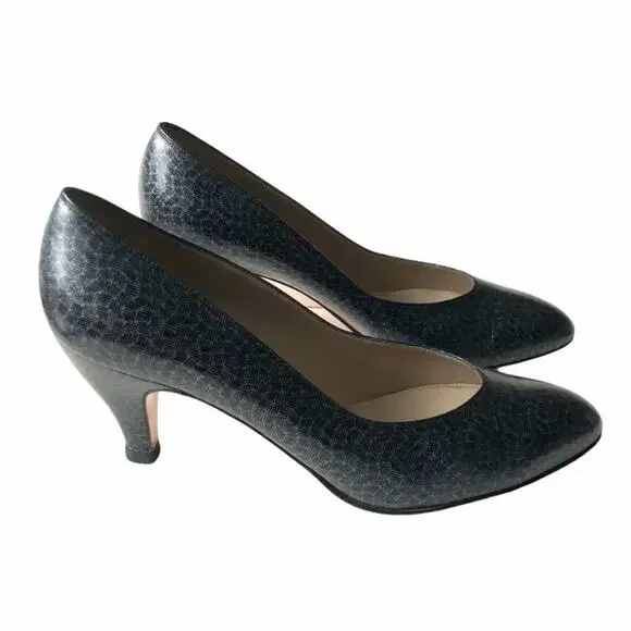 Salvatore Ferragamo Loredana Pump Black Gray 9 VTG